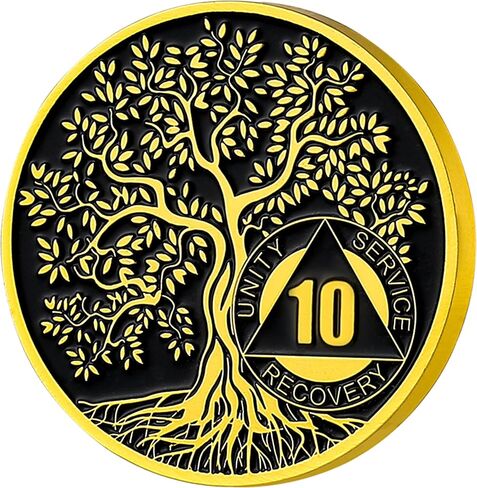LuluCircle Gold Plated Sobriety Coin with Twisted Tree of Life Design - AA Chips and Alcoholics Anonymous Gifts - Perfect for Celebrate Recovery and Sobriety Gifts in Kuwait