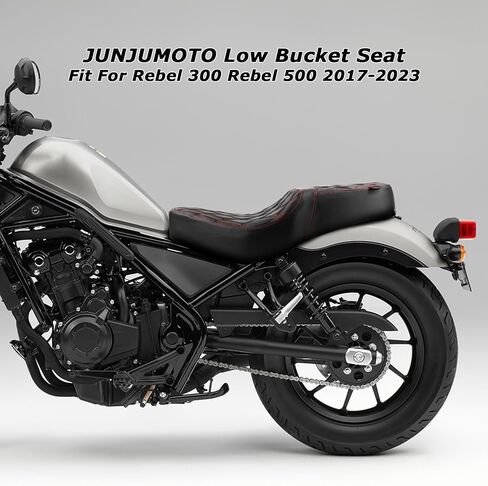 وسادة خياطة ماسية لمقعد الراكب من قطعة واحدة متوافقة مع Honda CMX 300 500 CMX300 CMX500 Rebel300 Rebel500 2017-2023 (خياطة حمراء، نمط ماسي) in Kuwait