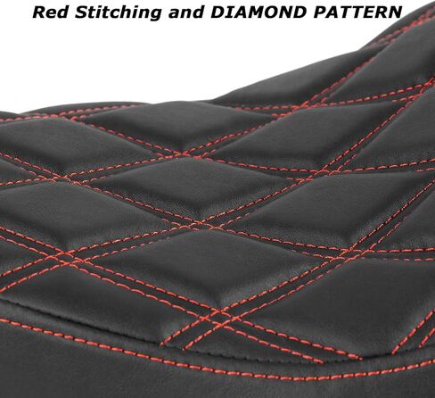 وسادة خياطة ماسية لمقعد الراكب من قطعة واحدة متوافقة مع Honda CMX 300 500 CMX300 CMX500 Rebel300 Rebel500 2017-2023 (خياطة حمراء، نمط ماسي) in Kuwait