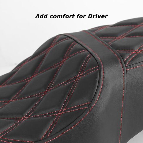 وسادة خياطة ماسية لمقعد الراكب من قطعة واحدة متوافقة مع Honda CMX 300 500 CMX300 CMX500 Rebel300 Rebel500 2017-2023 (خياطة حمراء، نمط ماسي) in Kuwait