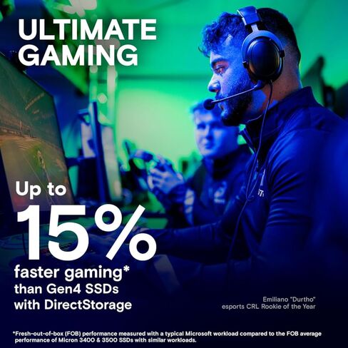 Crucial New 2024 T705 4TB PCIe Gen5 NVMe M.2 SSD - ما يصل إلى 14,100 ميجابايت/ثانية - جاهز للعبة - محرك أقراص الحالة الصلبة الداخلي (كمبيوتر شخصي) - +1 شهر Adobe CC - CT4000T705SSD3 in Kuwait