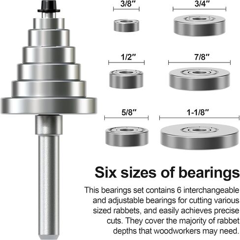 6 قطع محامل لقم رابيت رابيت بديلة مجموعة محامل علوية لقمة التوجيه - ضياء داخلي. 3/16 بوصة والقطر الإجمالي 3/8 بوصة، 1/2 بوصة، 5/8 بوصة، 3/4 بوصة، 7/8 بوصة، 1-1/8 بوصة in Kuwait