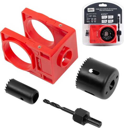 RKK Door Lock Installation Kit, Carbon-Steel Door Lock Hole Saw Door Knob Installation Kit for Deadbolts and Locksets for Wooden Doors with Guide Template in Saudi Arabia
