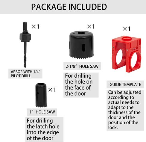 RKK Door Lock Installation Kit, Carbon-Steel Door Lock Hole Saw Door Knob Installation Kit for Deadbolts and Locksets for Wooden Doors with Guide Template in Saudi Arabia