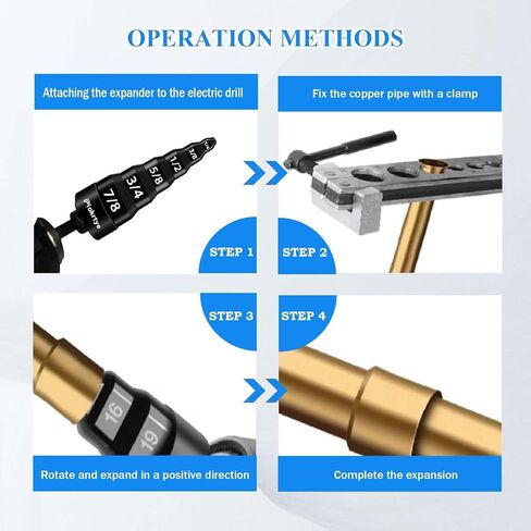 [6-in-1] HVAC Repair Tool, Swaging Tool HVAC, Piokrtye Copper Pipe Expander Tool Flaring Tool Bit 1/4'', 3/8'', 1/2'', 5/8'', 3/4'' and 7/8'' for HVAC Air Conditioner Repairing in Saudi Arabia