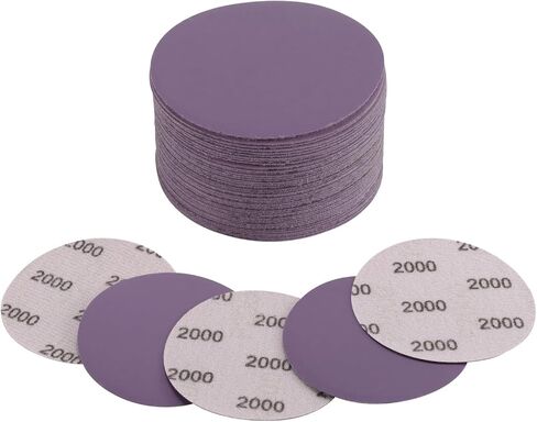 POLIWELL 50Pcs 3 Inch Sanding Discs 3000 Grit Hook and Loop Purple Alumina Oxide Abrasive Round Sandpaper Wet Dry 3" Sanding Disc for Wood, Metal, Craft, Auto Sanding, Polishing, Finishing in Saudi Arabia