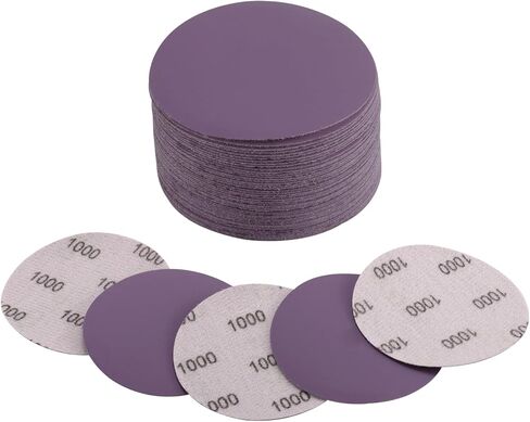 POLIWELL 50Pcs 3 Inch Sanding Discs 3000 Grit Hook and Loop Purple Alumina Oxide Abrasive Round Sandpaper Wet Dry 3" Sanding Disc for Wood, Metal, Craft, Auto Sanding, Polishing, Finishing in Saudi Arabia