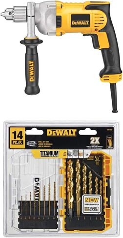 DEWALT Drill, Variable Speed Reversible, Pistol Grip, Anti-Lock Control, 1/2-Inch, 10.5-Amp (DWD220), Yellow in Saudi Arabia