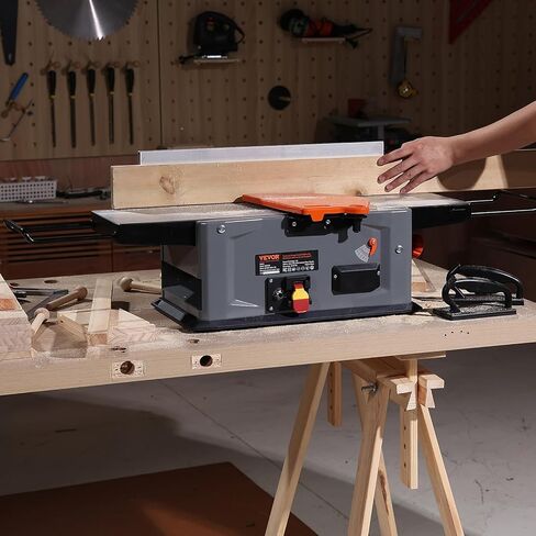 VEVOR Spiral Benchtop Jointer, 8-Inch, 2HP 10000 RPM Bench Top Wood Jointer, 18-Blade Spiral Cutterhead with Extendable Arm up to 6.5'' and 8x42.3'' Worktable 0-1/8'' Adjustable Depth, for Woodworking in Kuwait