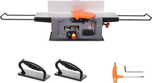 VEVOR Spiral Benchtop Jointer, 8-Inch, 2HP 10000 RPM Bench Top Wood Jointer, 18-Blade Spiral Cutterhead with Extendable Arm up to 6.5'' and 8x42.3'' Worktable 0-1/8'' Adjustable Depth, for Woodworking in Kuwait