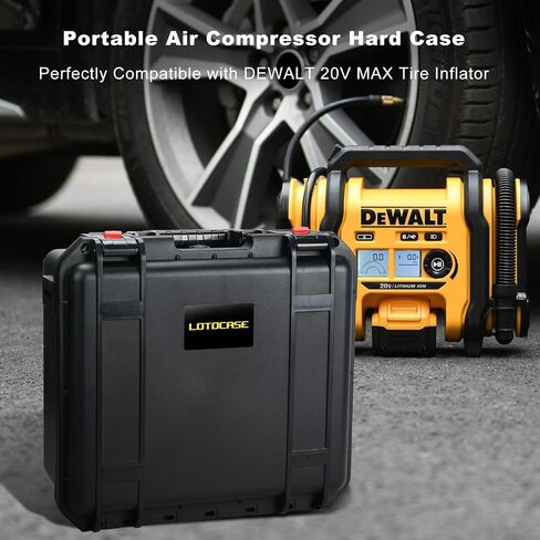 LOTOCASE Air Compressor Case for DEWALT 20V MAX Tire Inflator DCC020IB | Waterproof Hard Shell Storage Bag Compatible with DEWALT Tire Inflator, Battery Pack 20V 2.0 to 9.0 Ah & Chargers (Case Only) in Saudi Arabia
