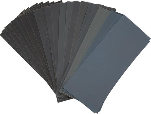 KENDO Sandpaper Assortment 24 PCS,12 Grits 120-3000,Wet Dry Sanding Sheets | 12 Grits,DIY & Workshop Use for furniture refinishing, auto body prep, metal polishing and general repair projects in Saudi Arabia