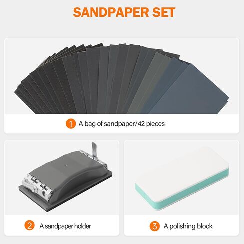 KENDO Sandpaper Assortment 24 PCS,12 Grits 120-3000,Wet Dry Sanding Sheets | 12 Grits,DIY & Workshop Use for furniture refinishing, auto body prep, metal polishing and general repair projects in Saudi Arabia