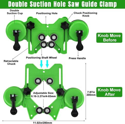 16PCS Diamond Hole Saw Set Adjustable Hole Saw Guide Jig Fixture with Double Suction Cups Guide Jig Fixtur from 4mm-83mm Hollow Drill Set for Ceramic, Glass, Tile in Saudi Arabia