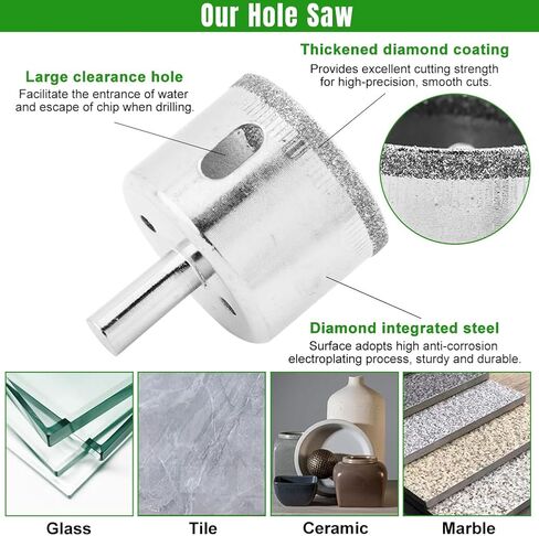 16PCS Diamond Hole Saw Set Adjustable Hole Saw Guide Jig Fixture with Double Suction Cups Guide Jig Fixtur from 4mm-83mm Hollow Drill Set for Ceramic, Glass, Tile in Saudi Arabia