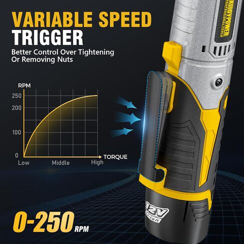 Alloypower 3/8" 60 Ft-lbs Cordless Electric Ratchet Wrench, 12V Electric Ratchet, Power Wrench Ratchet With Variable Speed, LED Light, 6 Sockets, 1/4" Adapter, 2 Batteries in Saudi Arabia