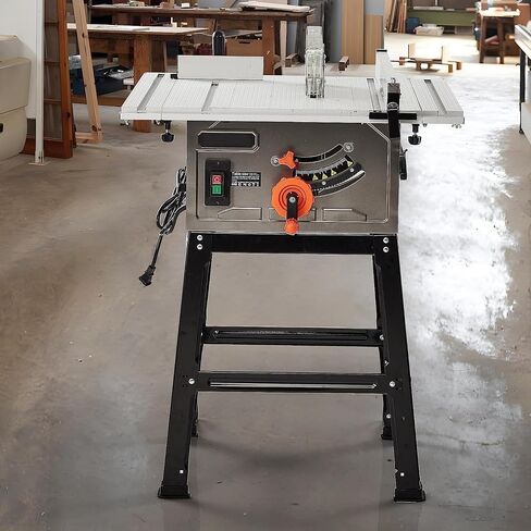 Table Saw, PIONEERWORKS10inch 15A 5000RPM Portable Table Saw with Stand & Safety Switch, Push Stick, 90°Cross Cut & 0-45°Cutting, Multifunctional Table Saw for Woodworking, DIY Working in Saudi Arabia