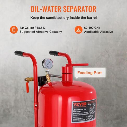 VEVOR Sand Blaster، وعاء رمل بسعة 10 جالون، مجموعة تفجير الرمل بالضغط 60-110 رطل لكل بوصة مربعة مع 4 فوهات سيراميك وخرطوم 8 أقدام، مثالية للطلاء والبقع وإزالة الصدأ in Saudi Arabia