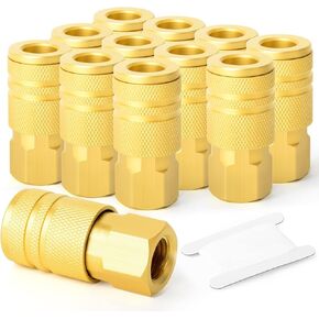 GASHER 2PCS 1/4-Inch Brass Male Industrial Coupler,1/4 Inch NPT Male Threads Size, Quick Connect Air Coupler