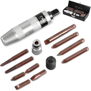 ZKH 1/2" CR-V Hand Impact Screwdriver, Manual Reversible Impact Driver Includes 12-Piece Slotted, Phillips, Hexagonal Bit Set, Disengage Rusted Fasteners or Frozen Bolts, Ideal Hand Tool for Men, Dad