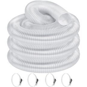 4" x 20' Heavy PVC Dust Collection Hose,Flexible Clear Debris and Fume Collection Hose with Stainless Steel Hose Clamps for Dust Collectors with 4" Ports, Ideal for Shop Vacuums