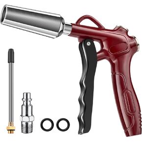 JASTIND Retro Red Air Blow Gun with Powerful Blast Air Nozzle, High Volume Air Blower Gun Kit w/4.9 Inch Steel Extension & 1/4" Quick Plug, Air Gun Air Compressor Attachments for Dust Clean