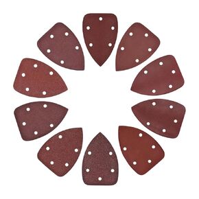 60pcs Mouse Sander Detail Sandpaper - [ 40-800 Grit, 3.5" x 5.5"] Triangle Hook and Loop Assorted Sanding Pads Sheet for Wood Furniture Polishing Use | 5 Hole, Aluminum Oxide