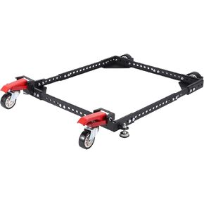 Mobile Base, Heavy Duty Mobile Base, Black Plastic Spray Body, Red Pedals, Capacity 650 Lbs, with Swivel Wheels, for Woodworking Equipment, Bandsaw, Power Tools, Machines