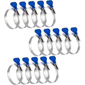 POWERTEC 70127-P3 2-1/2 Inch Key Hose Clamp, Thumb Screw Key Adjustable Stainless Steel Hose Clamps for Dust Collection, Dust Collector and Dryer Vent Hose, Pipe Clamp, RV Clamp,Worm Gear Clamp,15pack