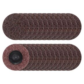 25pcs Quick Change Sanding Discs 1-1/2" 120 Grit R-Type Roll Lock Nonwoven Fiber Conditioning Disc Sandpaper for Die Grinder Grinding Fast Cutting, Deep Red