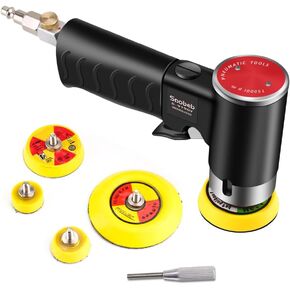 1/2/3 Inch Random Orbital Air Sander, Mini Pneumatic Sander for Auto Body Work, High Speed Air Powered Polisher Air Tools Micro Grinder for Metal, Plastic, Wood,Marble, Corian Surfaces (S-919GY)