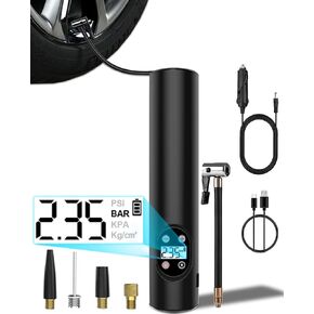 E-ACE Tire Inflator Portable Air Compressor W/Pressure Gauge for Car Tires-Air Pump for Auto W/DC 12V Charger-150PSI Wireless Electric Bike Tire Pump W/ 6000mAh Rechargeable Battery for Motor Ball