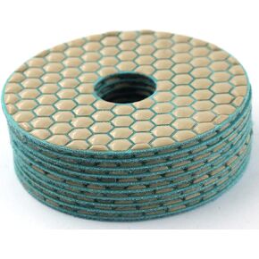 4" Dry Diamond Polishing Pads - Sanding and Polishing Tile Stone Marble Granite Concrete Ceramics Glass 7Set