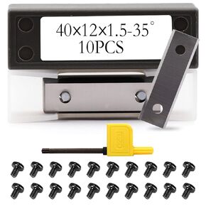 40x12x1.5mm-35° Square Tungsten Carbide Replacement Cutter Inserts Knives Blades for Woodworking Spiral Helical Planer Head 10pcs