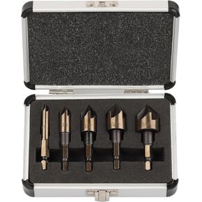 مجموعة رؤوس مثقاب غاطسة من 5 قطع من Rocaris للخشب والمعدن، ساق سداسية 1/4 بوصة، 4241 فولاذ عالي السرعة، 1/4 بوصة 3/8 بوصة 1/2 بوصة 5/8 بوصة 3/4 بوصة، تصميم دقيق للخشب والبلاستيك والمعادن الناعمة in Kuwait