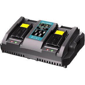 【Faster】 Dual 18V 3.0A Charger Replacement for Makita Battery Charger 14.4V and 18V LXT Lithium-Ion Batteries BL1850 BL1840B BL1820 BL1815 BL1860 BL1430 BL1450 Drill Tool Battery Charger (2 Port)