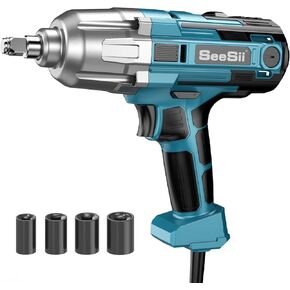 Seesii Electric Impact Wrench Corded, 368Ft-lbs(500N.m) Torque 1/2 inch Impact Gun with 8Amp Cord, 4 Sockets for Car Tire and Home DIY, AC500