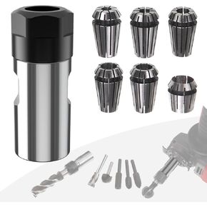 5/8"-11 Thread Angle Grinder Extension Shaft Set Electric Drill Conversion Collets Adapter Woodworking Tool Accessories Include Spring Collet (6, 1/4, 8, 9.5, 10, 1/2) 7PCS