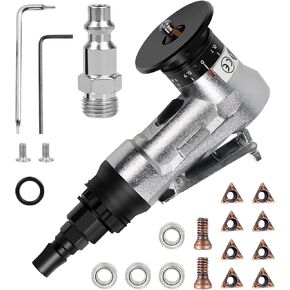 Mini Chamfering Machine, Handheld 45 Degree Linear Pneumatic Chamfering Tool, Portable Deburring Tool for Metal Wood, Air Chamfer Tool with Replace Blades and Bearings (C angle blade)