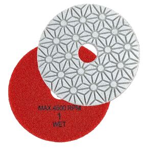 Diamond Polishing Pads 4 inch 100mm 3-Steps Wet Dry for Buffing on Granite Marble Stone Concrete Tile Ceramic Floor Smoothing renovate Removing Marks with Nylon Backing (3pcs, Mixed Steps)