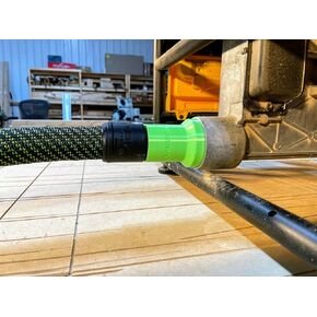 ToolCurve's hose adapter compatible with Festool 27mm hose to Dewalt, Milwaukee & Ridgid 2 1/4 Table Saws