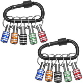 10PCS 1/4 Inch Hex Shank Aluminum Alloy Screwdriver Bits Holder Extension Bar Drill Screw Adapter Quick Change Keychain Portable with Black Buckle