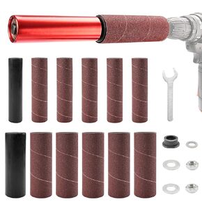 SI FANG Spindle Sander Adaptor Kit Drum Sander for Drill, Handheld Rubber Sanding Drums and Sleeves, Drill Sanding Attachment with Universal Hex Shank, For Woodworking Metal Polishing