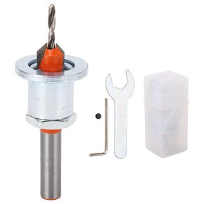 Tungsten Steel Alloy Countersink Set Adjustable Depth Wood Counterbore Bit for Flat and Plug Screws 8x10x2.8
