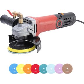 Wet Polisher, Wet Buffer Polisher for Stone, 900W Adjustable Speed Concrete Polisher, Stone Polisher with 8 packs wet polishing pads from 50-3000 for Granite/Marble/Concrete/Metal