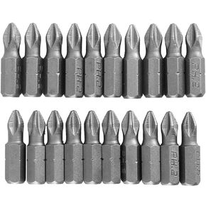 20Pcs PH 2 Screwdriver Bit Set Anti Slip Screw Tips Electric Screwdriver Bit S-2 Steel Cross Magnetic Drill Bits Hex Shank Drill Bits PH 2 x 25mm