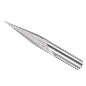 Engraving CNC Router Bits, 0.4mm (0.016") Tip Width 15 Degree Angle 6mm Shank Solid Carbide 2-Flute V Groove Carving Bits - (Applications: for Wood Acrylic Plastic)