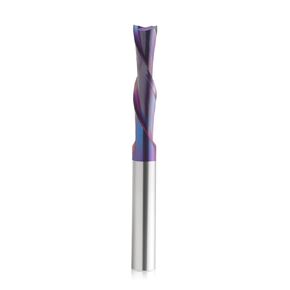 Down Cut Spiral Router Bit for CNC, 1/4 inch Shank, 1/4 inch Cutting Diameter, 1 inch Cutting Length ,Solid Carbide with Nano Blue Coating CNC Router Bits End Mill for Wood Cut