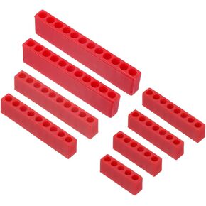 HARFINGTON 8pcs Plastic Hex Shank Screwdriver Bit Holder Organizer 5-12 Holes 5/32 Inch Plastic Drill Bits Storage Case for Any 5/32 Metal Driver Bits Use, Red