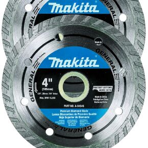 Makita 2 Pack - 4" Turbo Diamond Blades For 4"+ Grinders & Circular Saws - Ultra-Fast Cutting For Concrete, Masonry & Brick - 5/8", 20mm & 7/8" Arbors